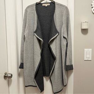 Lineamaglia Anthropologie Gray Wool Blend Open Waterfall Cardigan Sweater XL